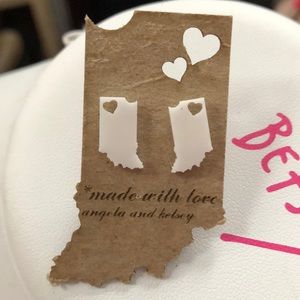 INDIANA New Earrings.   White state shaped